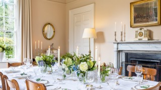 Dining room table laid for a special occasion