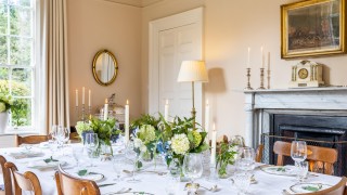 Dining room table laid for a special occasion